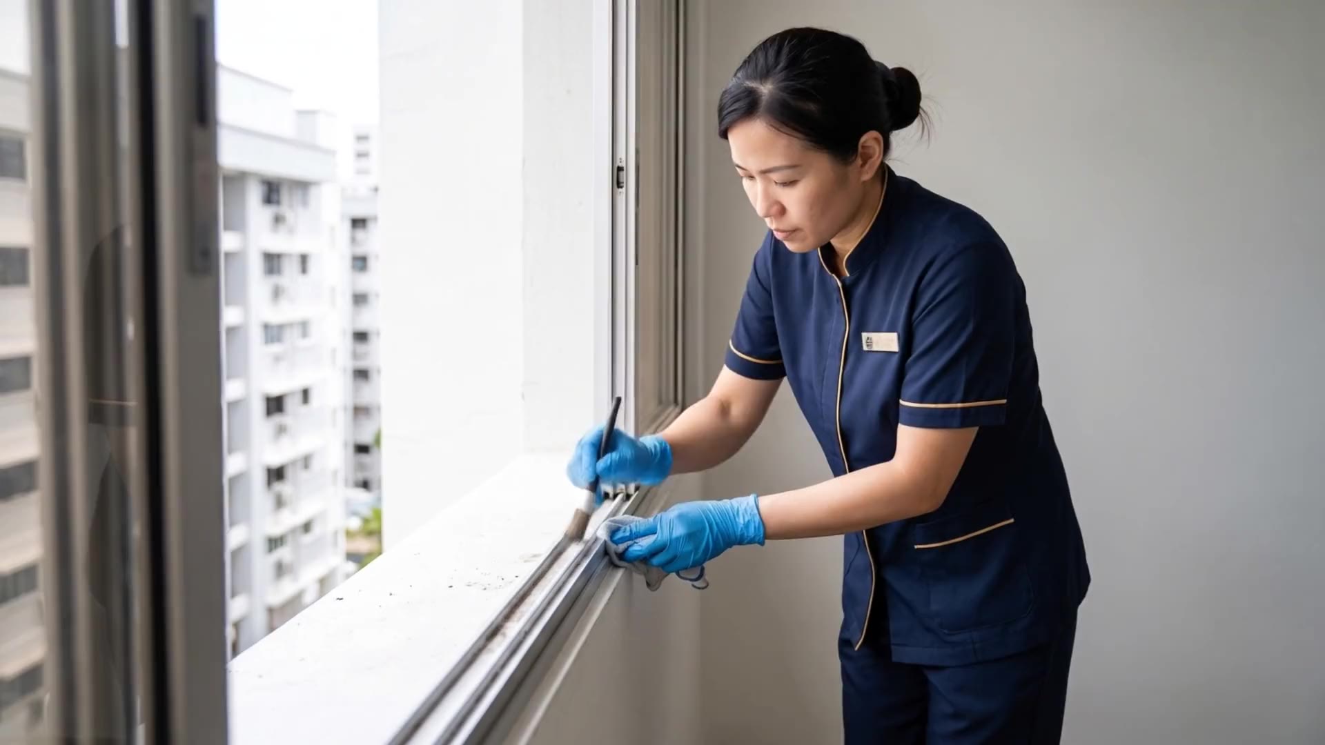 Cleaning a sliding window track